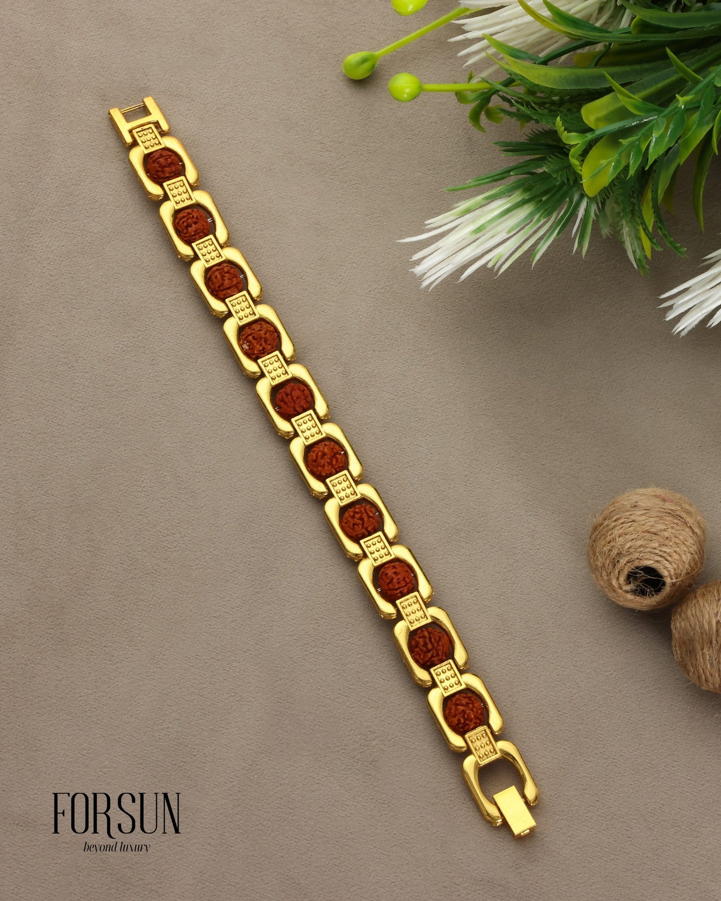Gold Plated Original panchmukhi Rudraksha Bracelet