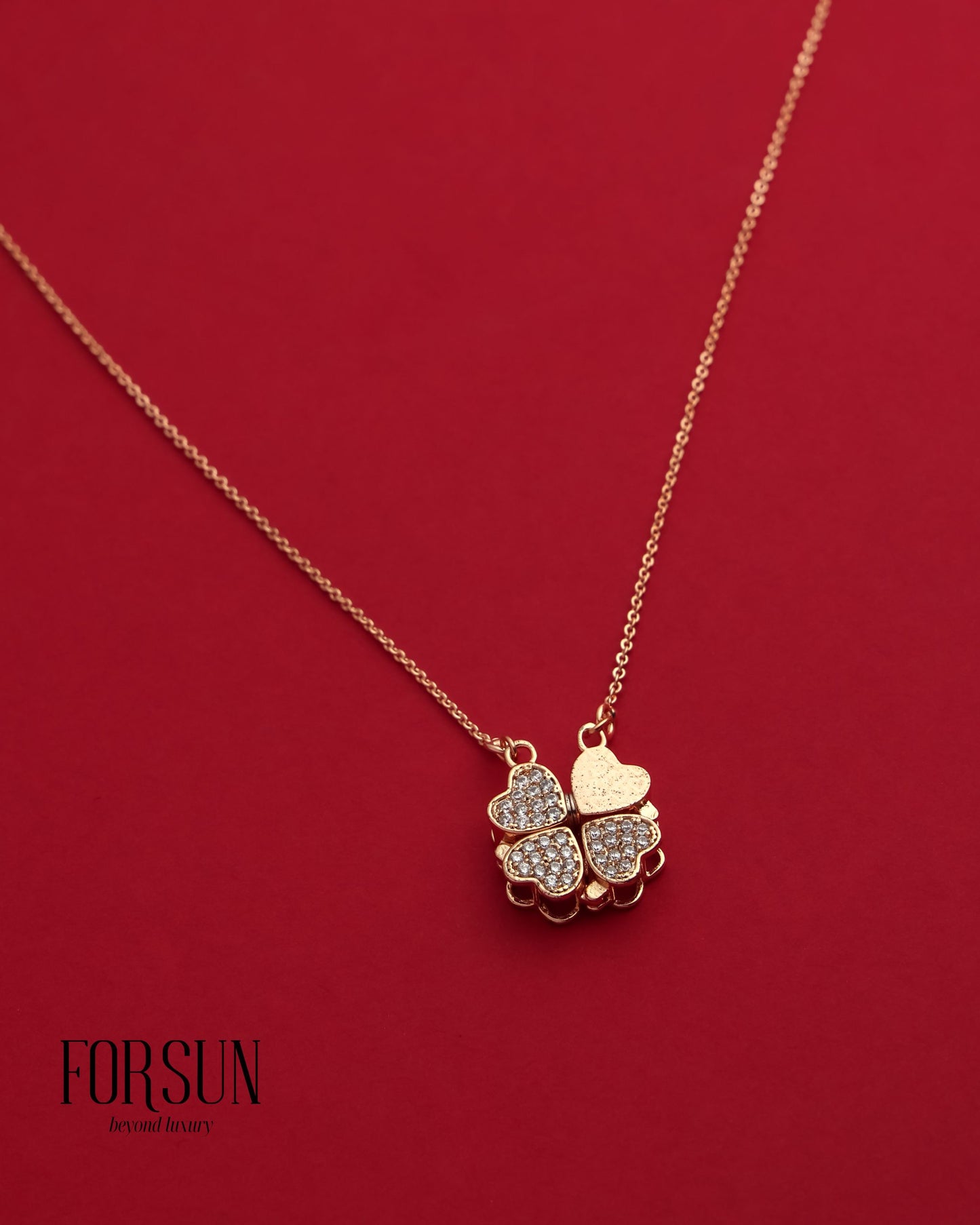 Floral Hearts Openable CZ Pendant – Rose Gold