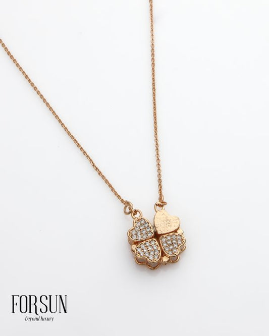 Floral Hearts Openable CZ Pendant – Rose Gold