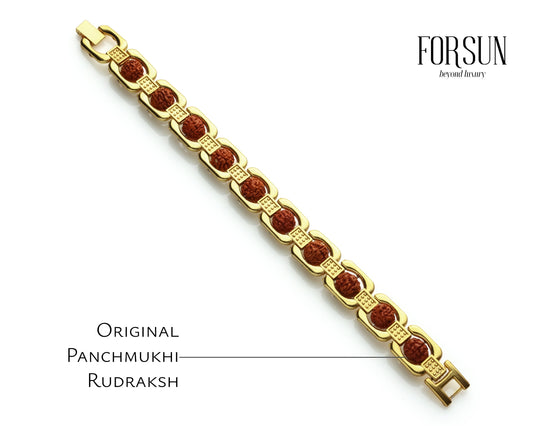 Gold Plated Original panchmukhi Rudraksha Bracelet