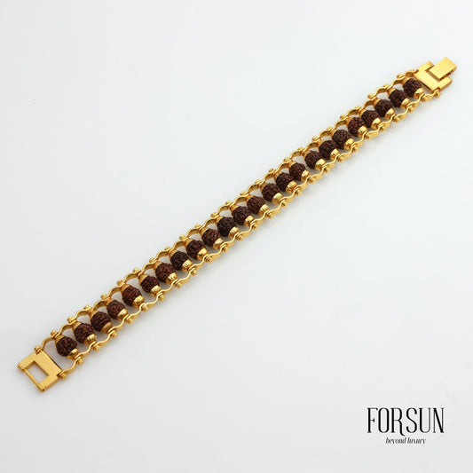 Gold Plated Modern Rudraksha Bracelet