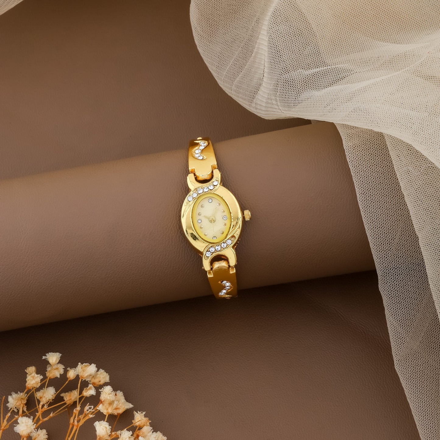 Combo of Men’s Golden Watch with Free Designer Ladies Watch