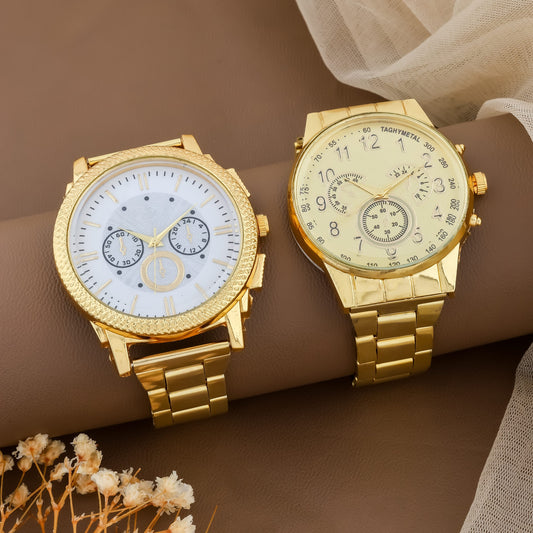 Combo of 2 Mens Golden Watch