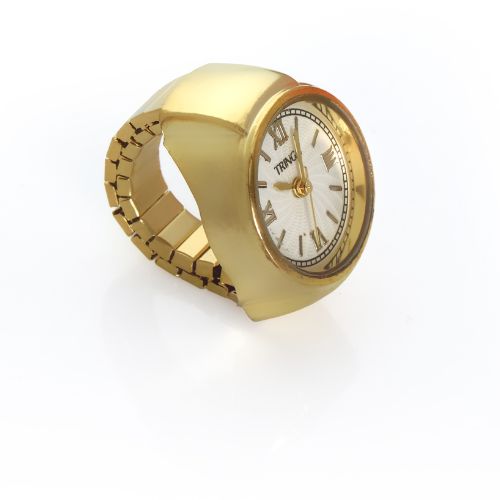 Fashion Frill Ring Watch for Women Stainless Steel Gold Plated Stylish Strachable Gold Ring for Women Girls Love Gifts
