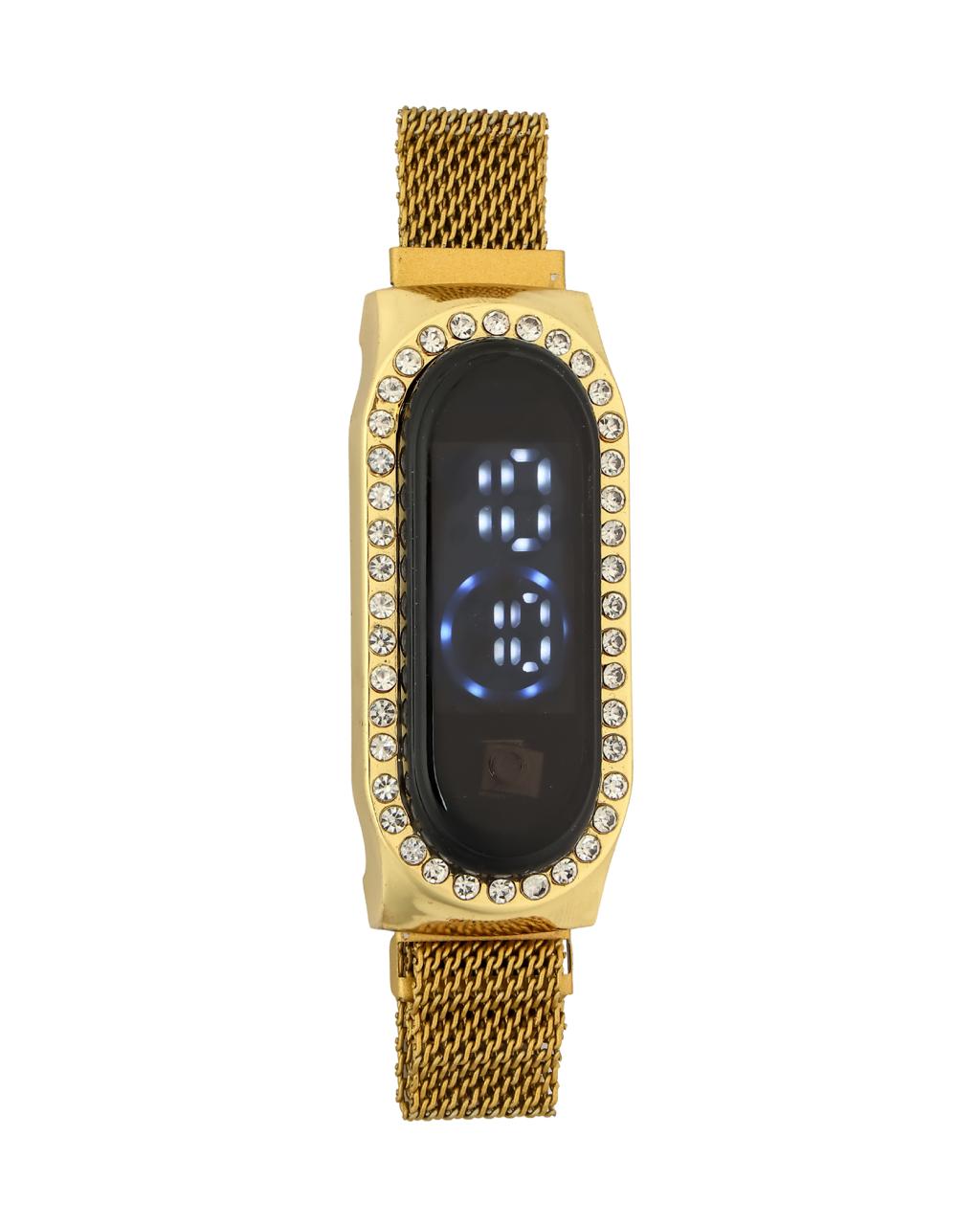 Combo of 2 Golden Chain + Bracelet + Maharaja Ring + Digital Watch(CBR3)